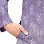 Ikat Printed Mandarin Collar Relaxed Fit Lavender Straight Kurta